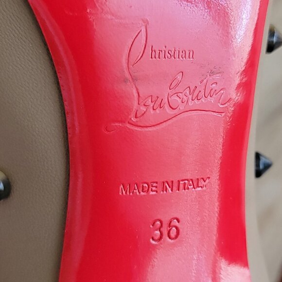 Christian Louboutin Degraspike Beige Leather Studded Shoes Eur. 36 - Picture 13 of 13